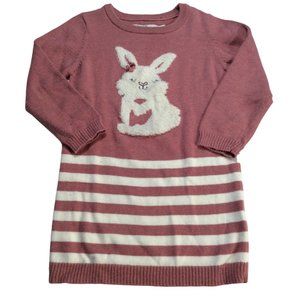 👣 5/$25 - Pink Knit Sweater Dress w/ Bunny Logo & Stripes